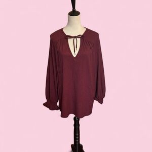 MICHAEL Michael Kors Burgundy Blouse with Tie-Neck